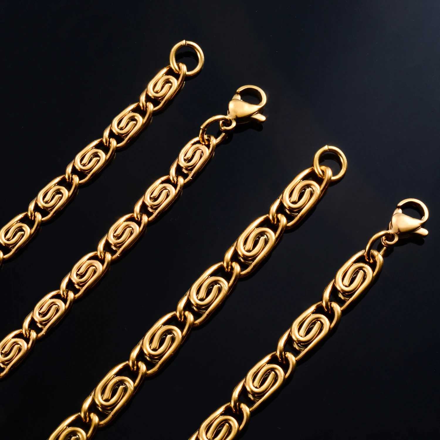 Stainless Steel Paperclip Shape Link Chain Necklace 1.8/2.8/3.8/4.4/5.4mm for Women Men Gold Color Hip Hop Choker JewelryX240919