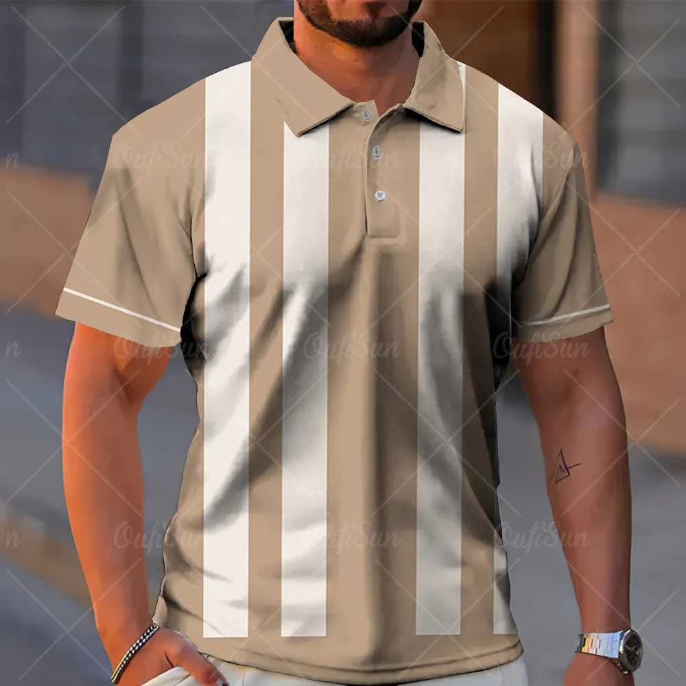 Fashion Polo Shirt For Men 3d Stripe T-Shirt Tops Summer Short Sleeve High Quality Polo Shirts Black Tees Casual Male Clothes XLX240920