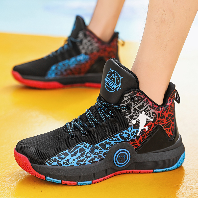 Men's anti-skid and wear-resistant sports shoes, men's high top shoes, shock absorption, practical basketball shoes