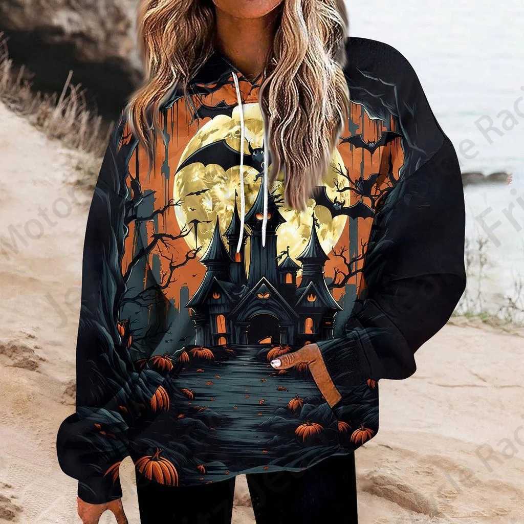 Halloween 3d Print Hoodie Women Fashion Oversized Hoodies Women Sweats Coat Girl Hooded Sweatshirt Winter Tracksuit Street Loose Y240920