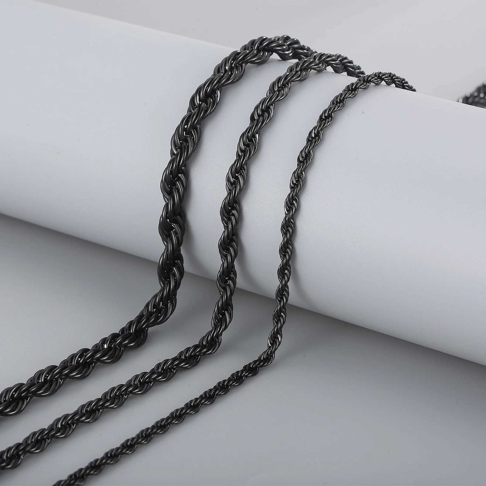 4/6/8mm Width Long Stainless Steel Minimalist Twist Rope Chain Necklace For Men Available in Gold Color JewelryX240919