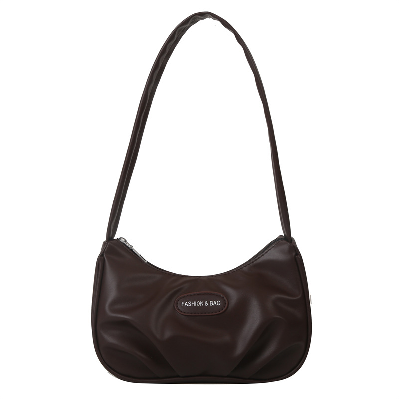 Women's niche texture silver bag high-end pleated armpit crescent bag