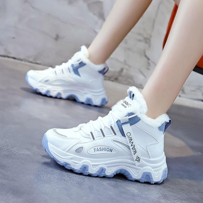Velvet Warm Dad Winter High Top Sports Women's Cotton New Ins Trendy Shoes Student HX-Q7815