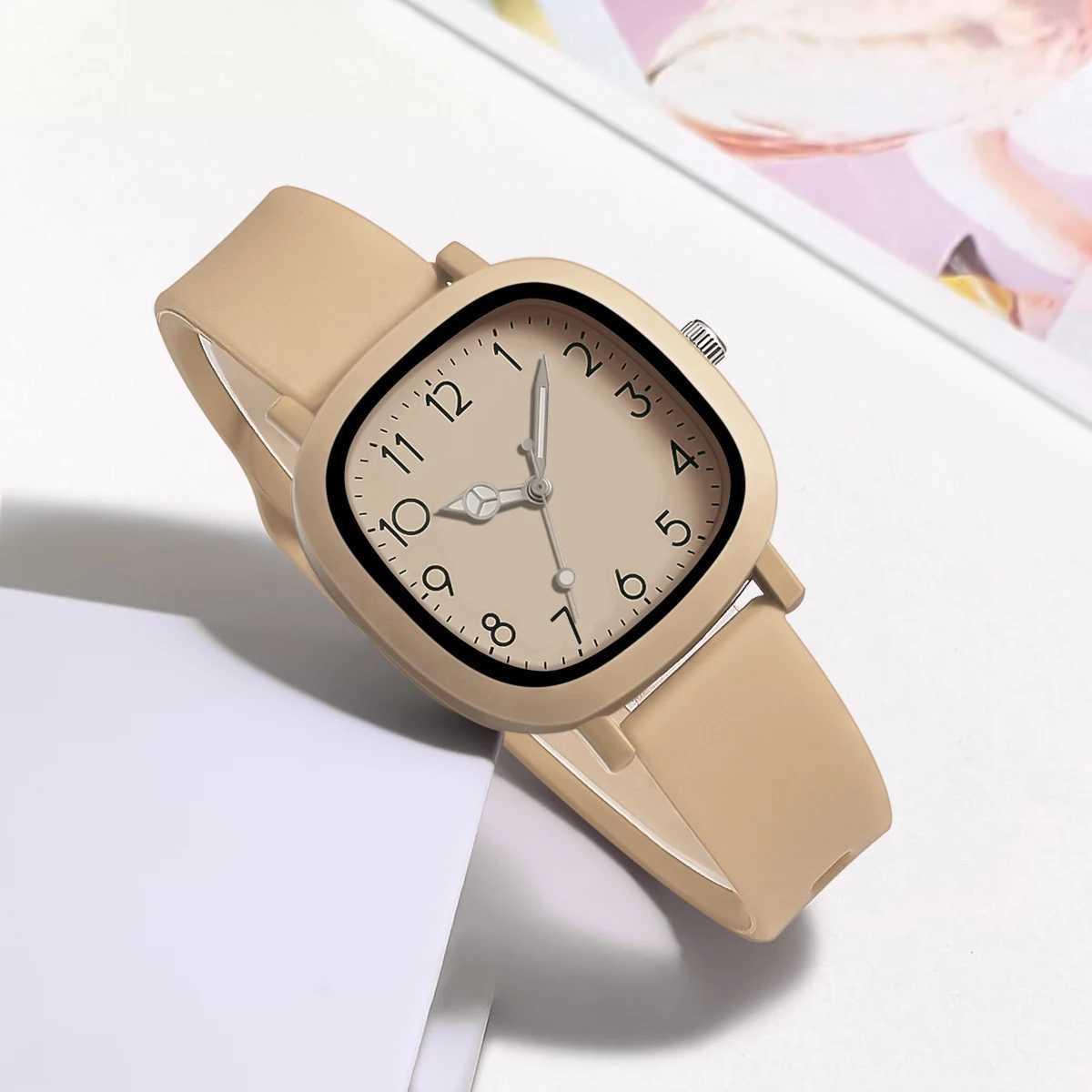 Fashion Classic Simple Square Color Matching Digital Literal Silicone Strap Female WatchX240920