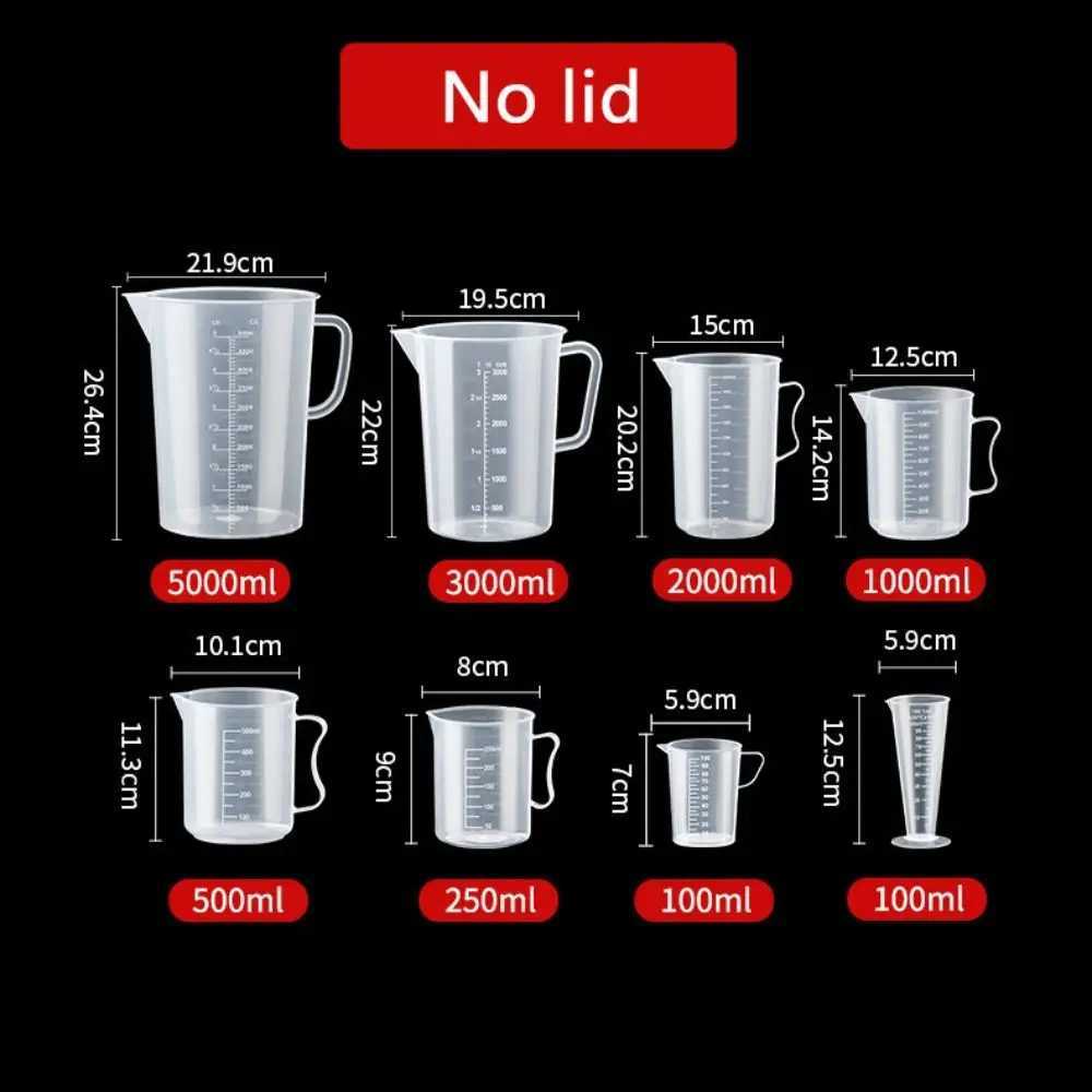 1 transparent grading measuring cup scale plastic transparent mixing cup large capacity with lid laboratory Bickel kitchen baking X2409201