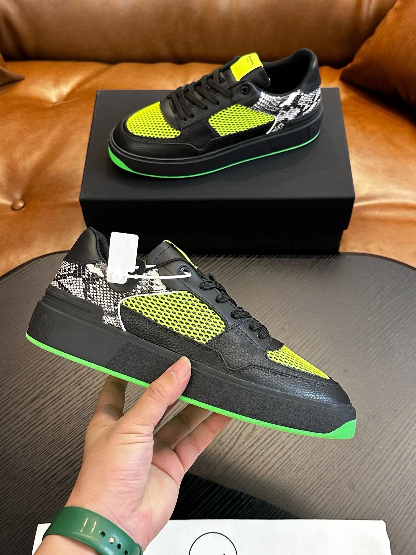 Top Quality Brand Men's B-Court Trainers Shoes White Black Navy Calf Leather Men's Casual Walking EU38-46 Original Box