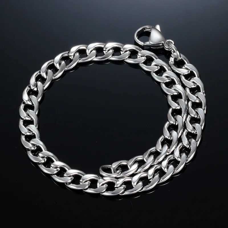 Width 6MM Stainless Steel Mens Chain Necklace Hip Hop Rock Style Jewelry Titanium Steel Cuban Link Necklace drop shippingX240919