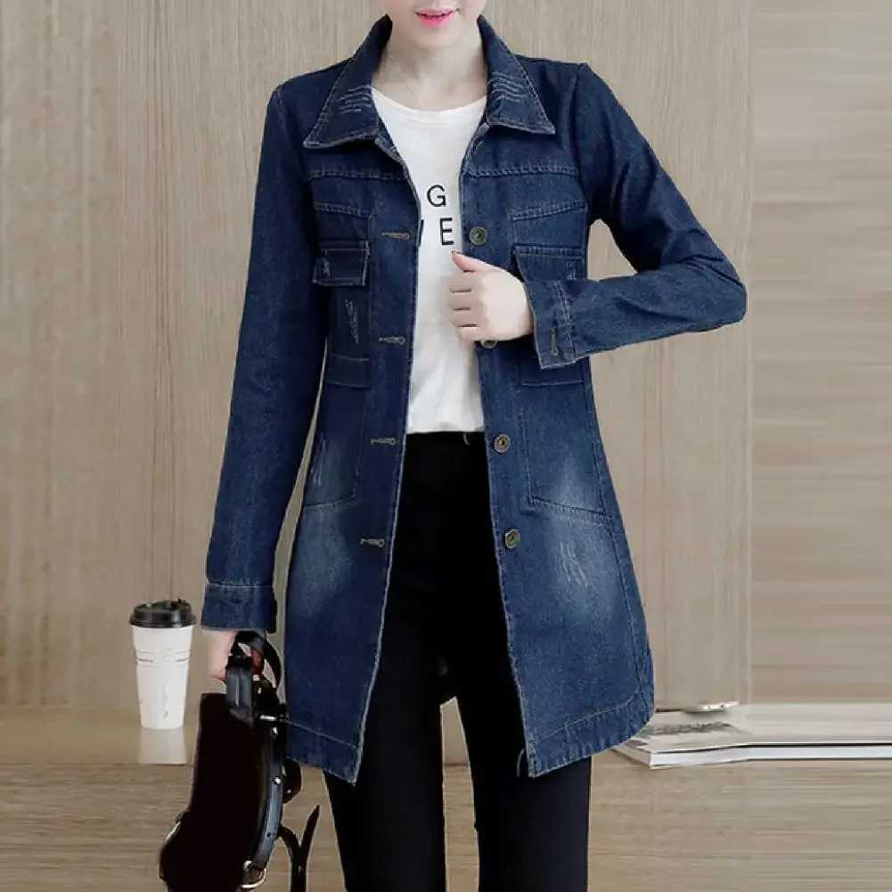 Trending Products Large Size Trench Coat Women Outerwear Denim Jacket Embroidery Autumn Clothing Fashion 2023X240920