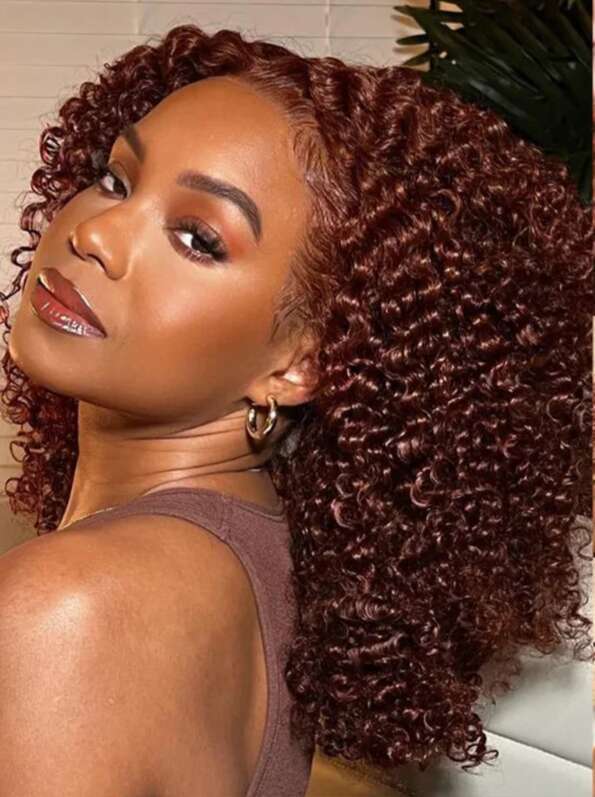 Reddish Brown Wave Front 13x4 13x6 Deep Human Hair Copper Red HD Curly Lace Frontal Wigs Preplucked