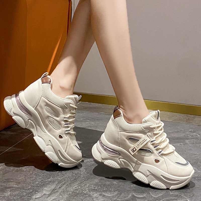 Mesh Dad New 2024 Spring Breathable Soft Sole Elevated Sports Women's Shoes
