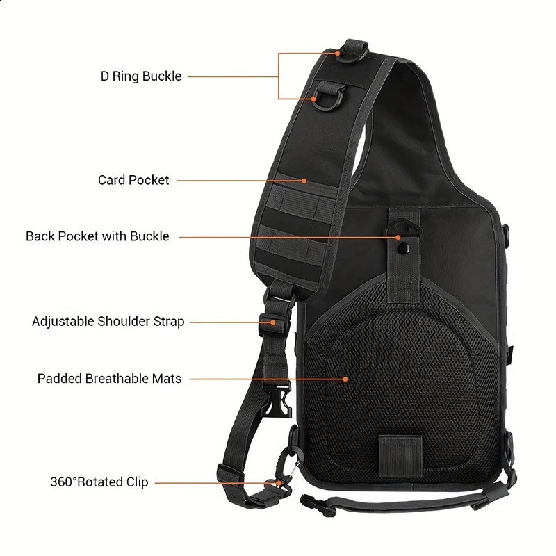 Tactical sling backpack Versatile luggage waterproof EDC Rucksack bag used for outdoor hiking and camping 240919