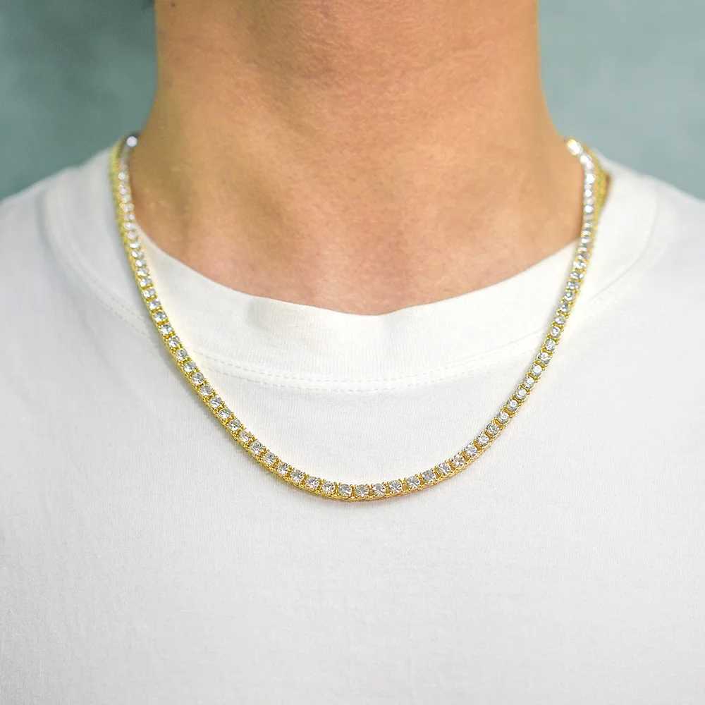 Full Rhinestone 4mm Wide Tennis Link Chain 8/18/20/24 Length Necklace Shiny Fashion Trendy Jewelry Men Women Hip Hop GiftX240919