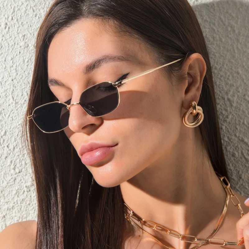 Polygon Sunglasses Men Women Metal Frame Small Sun Glasses 2024 Vintage Brand Deigner Eyewear Ladies Shades UV400 GogglesX240920