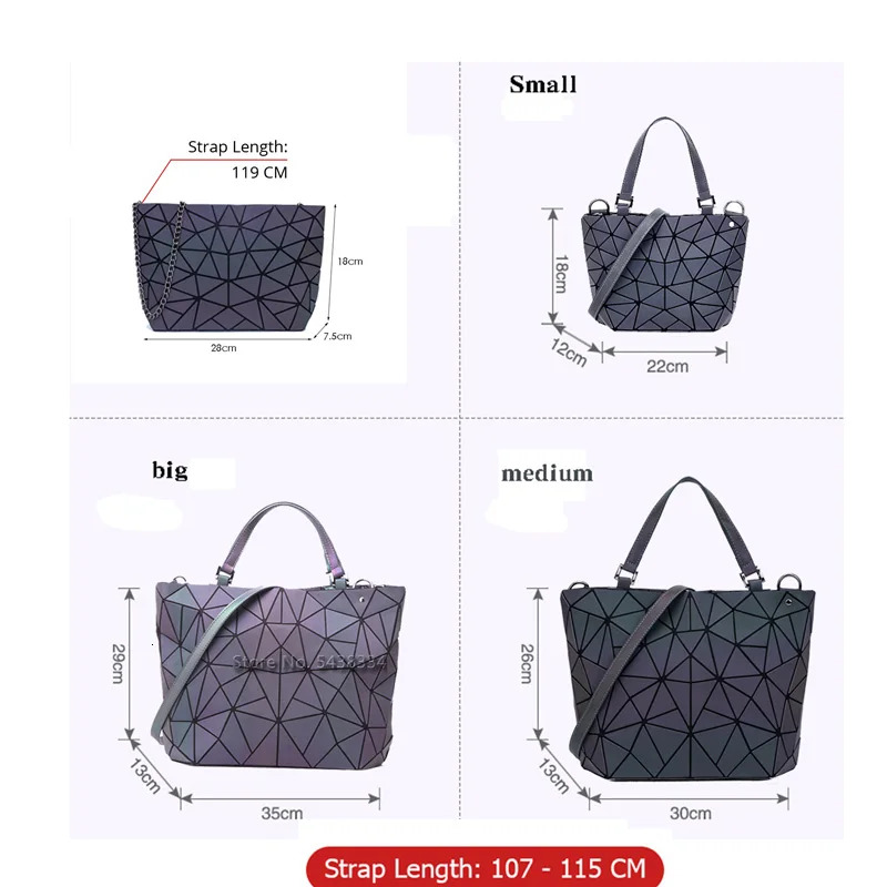 Luminous Bag Holographic Reflective Geometric Bags For Women 2024 Foldable Shoulder Variety Crossbody Bag Female Handbag