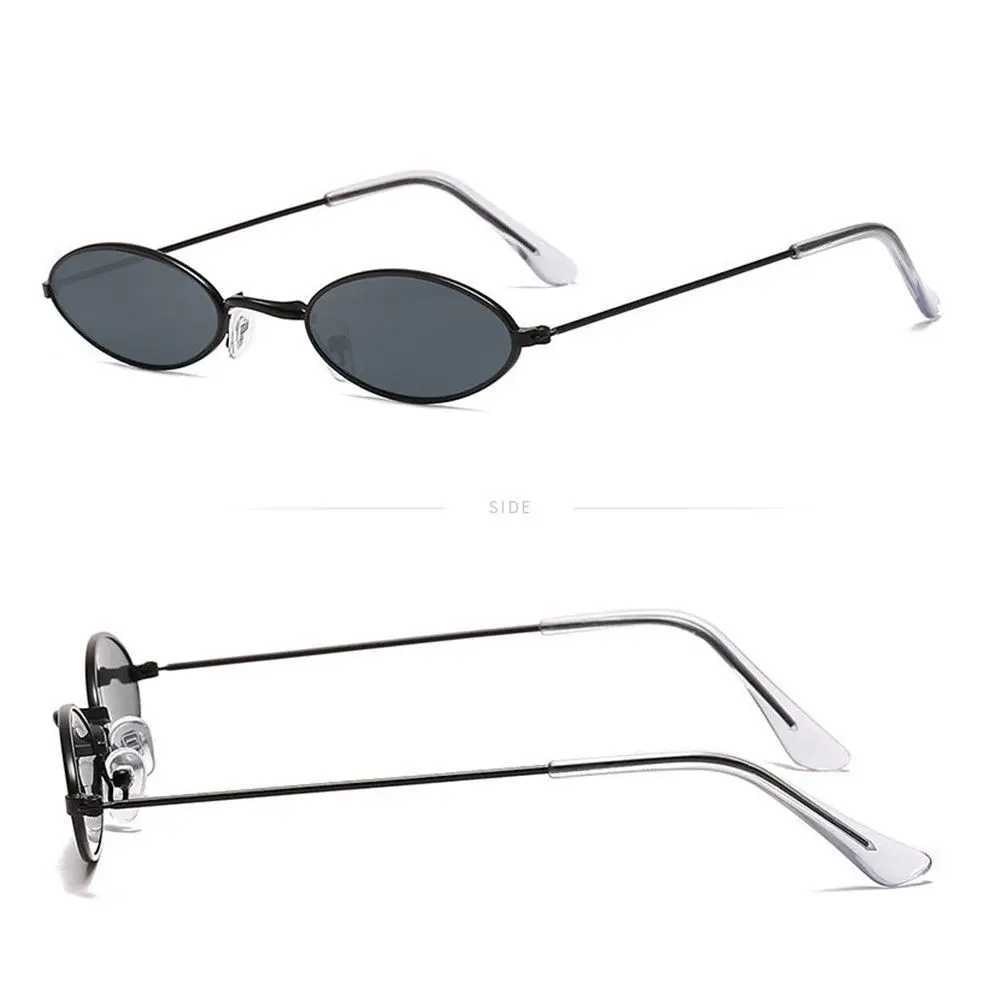 Retro Small Frame Oval Sunglasses Vintage Metal Colorful Shades Sun Glasses for Men Women Fashion Brand Design Female EyeglassesX240920