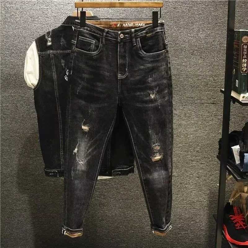 Fashion jeans mens luxury mens fashion ripped denim ultra-thin casual jeans pencil pants denim designer spring autumn boyfriend jeans CL240912