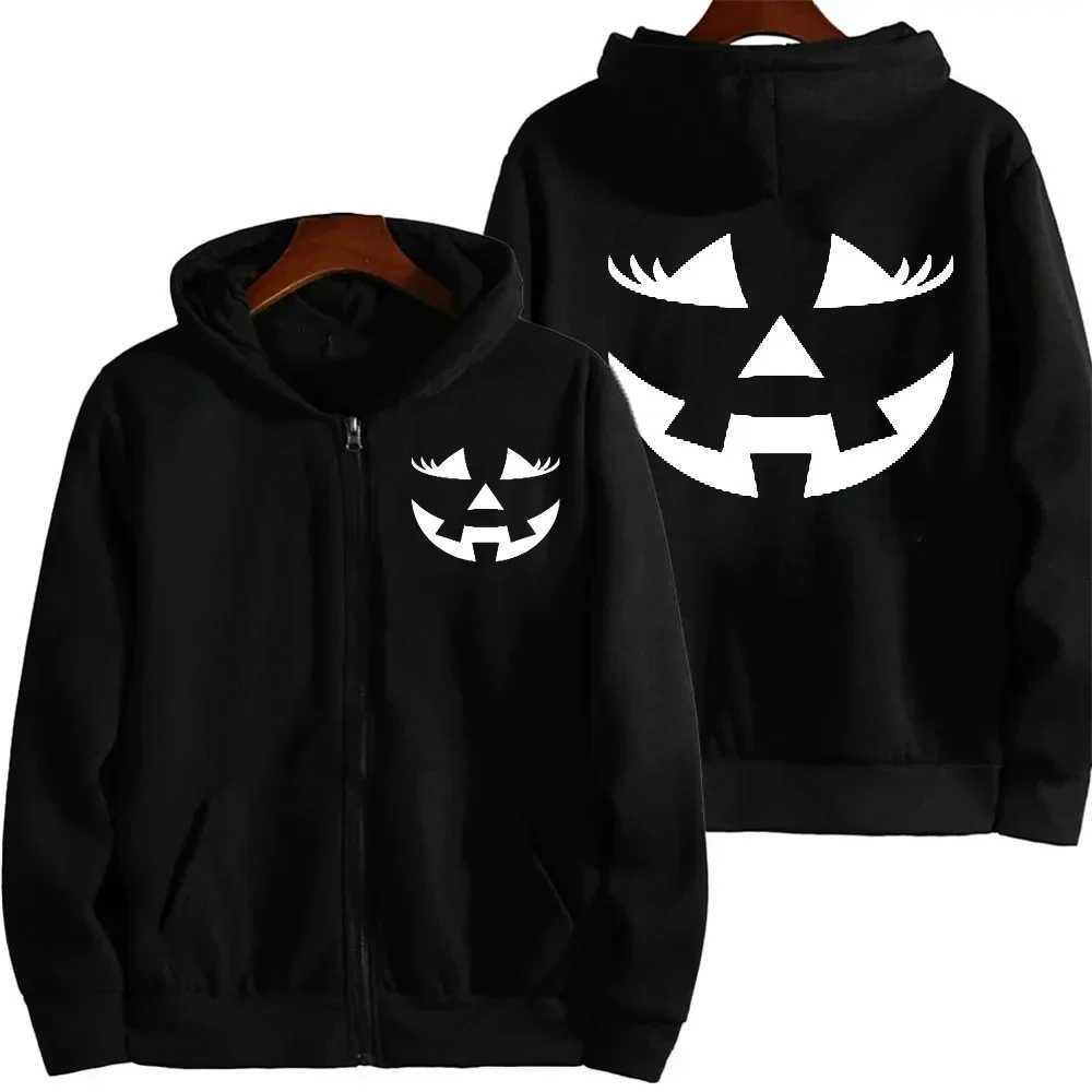 Pumpkin Face Zip Up Hoodies Sweatshirt Jackolantern Funny Halloween Jackets for Women Halloween Crewneck Sweatshirt for Women Y240920