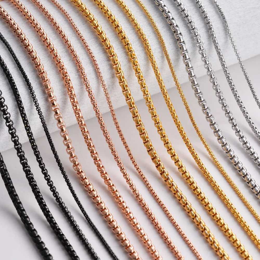 1 Piece Width 2/2.5/3/3.5/4mm Stainless Steel Square Pearl Chain Figaro Necklace Jewelry for Men WomenX240919