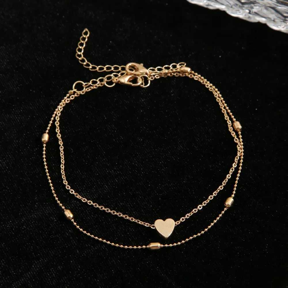 Female Heart Anklets Bracelet Sandals Foot Jewelry Leg New Anklets on Foot Bracelets for Women Leg Chain Jewelry Accessories Y240920