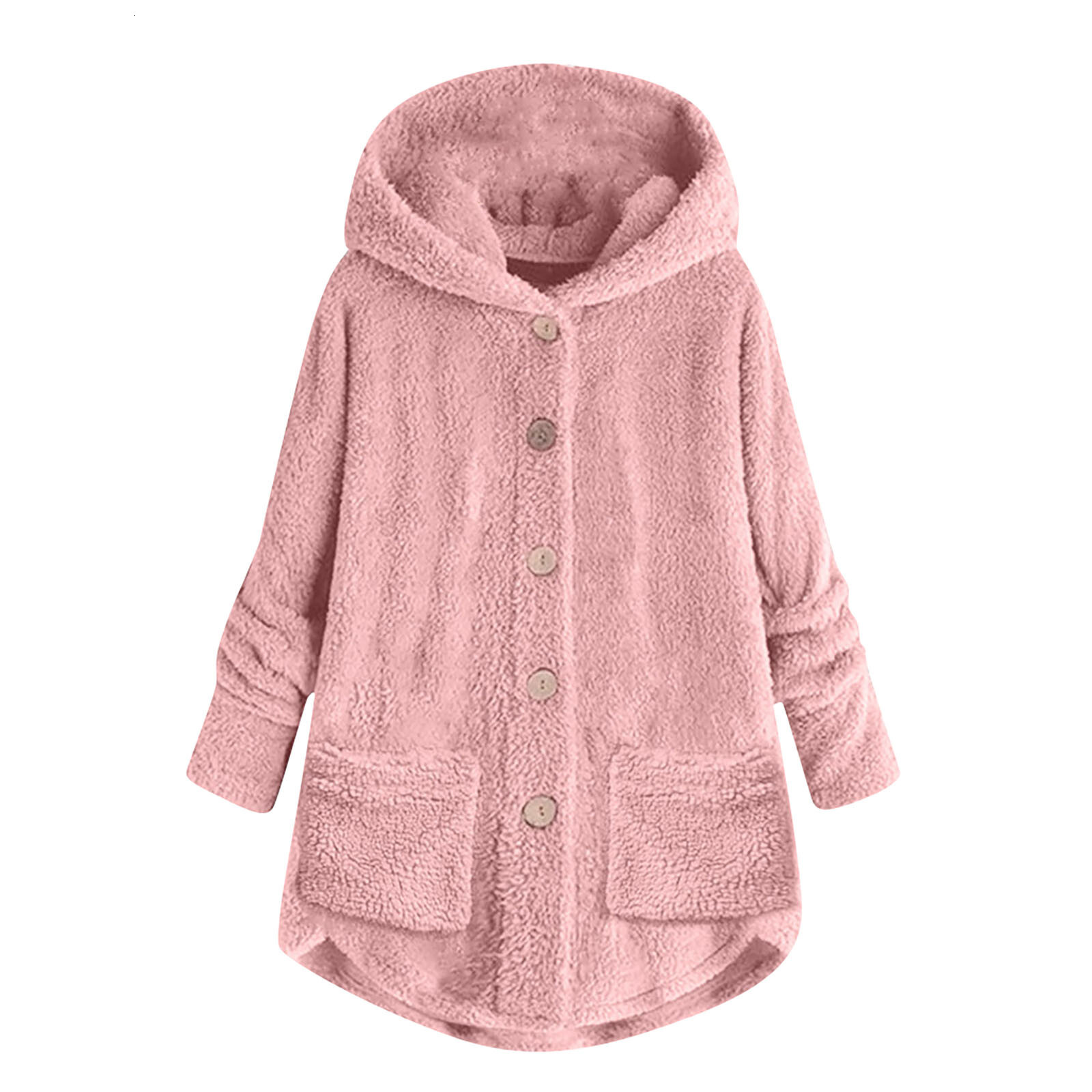 Women's Winter Fashion Plush Pocket Irregular Long Sleeve Keep Cat Ears Warm Coat