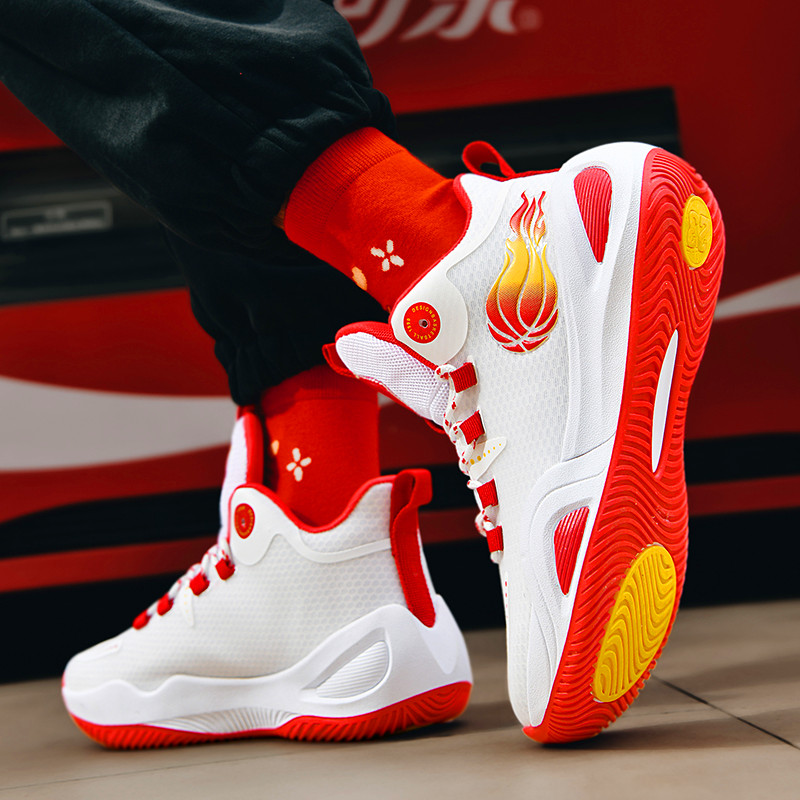 Dragon New Year Red high-quality mesh breathable basketball shoes men's practical wear-resistant sneakers training shoes