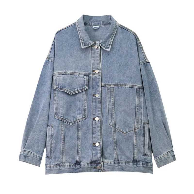 New Korean Denim Jacket Women Autumn Outerwear Oversized Long Sleeve Coat Female Vintage Loose Streetwear Jeans Jackets TopX240920