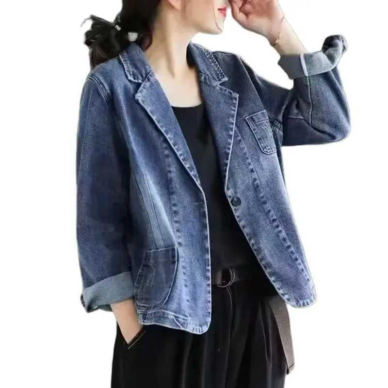 2024 Jeans Blazer Coat Women Spring Autumn New Retro Denim Jacket Female Loose Casual Coats Ladies Denim TopsX240920