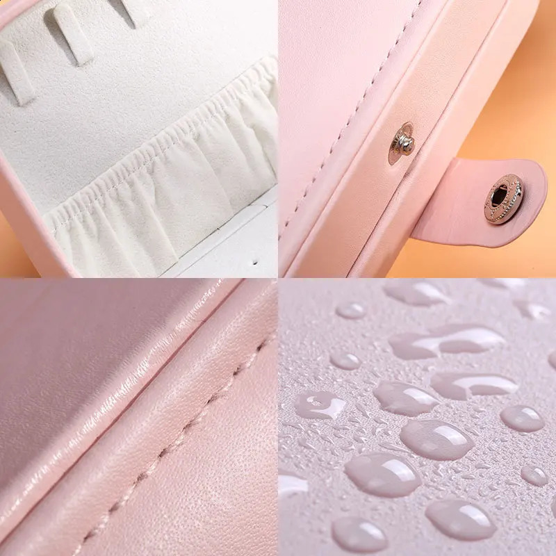 Portable Jewelry Box Jewelry Organizer Display Travel Jewelry Case Boxes Button Leather Storage Zipper Jewelers Joyero 240910