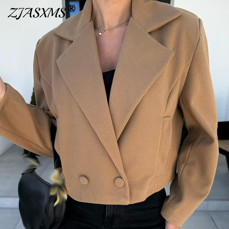 Fall Lapel Neck Bottom Button Women's Coat Elegant Solid Pocket Wool Top Outerwears Winter Long Sleeve Commuter Jackets Cardigan