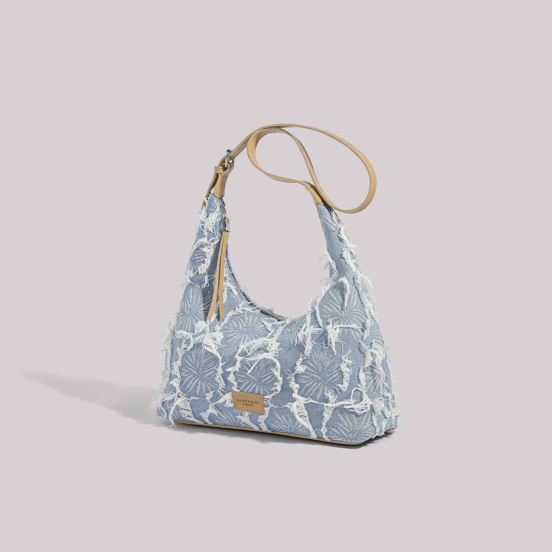 2024 New Fashion Niche Internet Celebrity Same Style Denim Rhombus Versatile Fashionable One Shoulder Crossbody Armpit Bag 240920