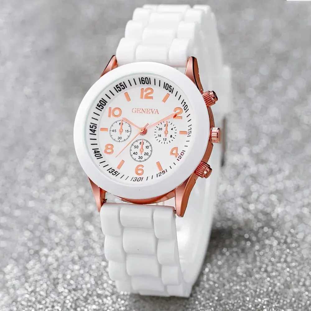 Fashion Women Watches Set White Silicone Jelly Quartz Watch Ladies Dress Wristwatch Gifts for Girls Relogio Feminino Reloj MujerX240920