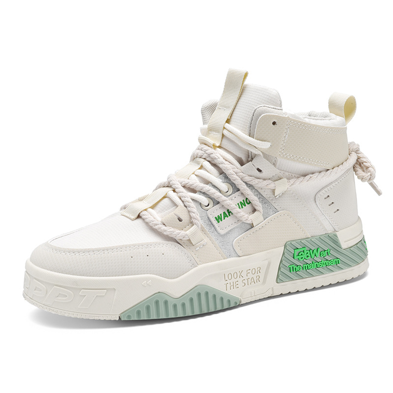 Autumn and winter casual sports shoes. Korean version of niche hemp rope thick soled trendy mid top board shoes