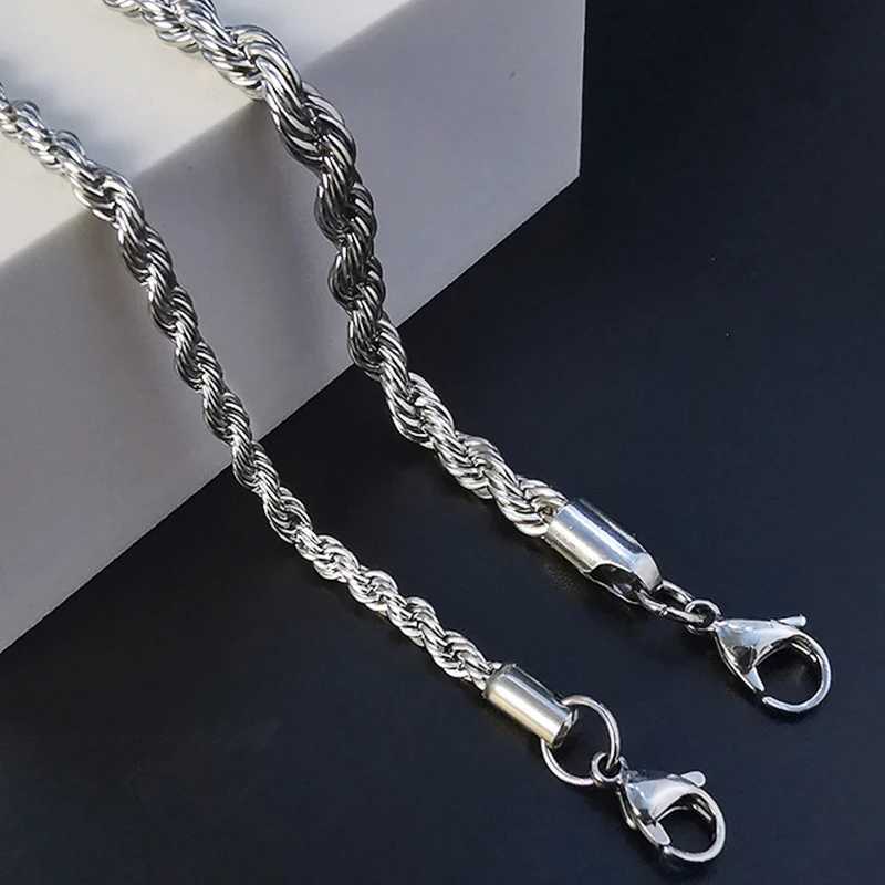 Stainless Steel Rope Chain Necklace For Men Women Braided Rope Chain Choker Necklace Gold Color Neck Metal Fashion Jewelry GiftX240919