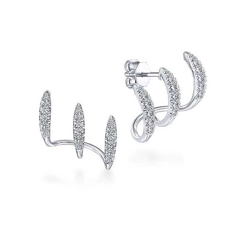 925 sterling silver claw stud earrings with crystal AAA CZ stone modern design fashion accessories 2024 womens jewelry W240919