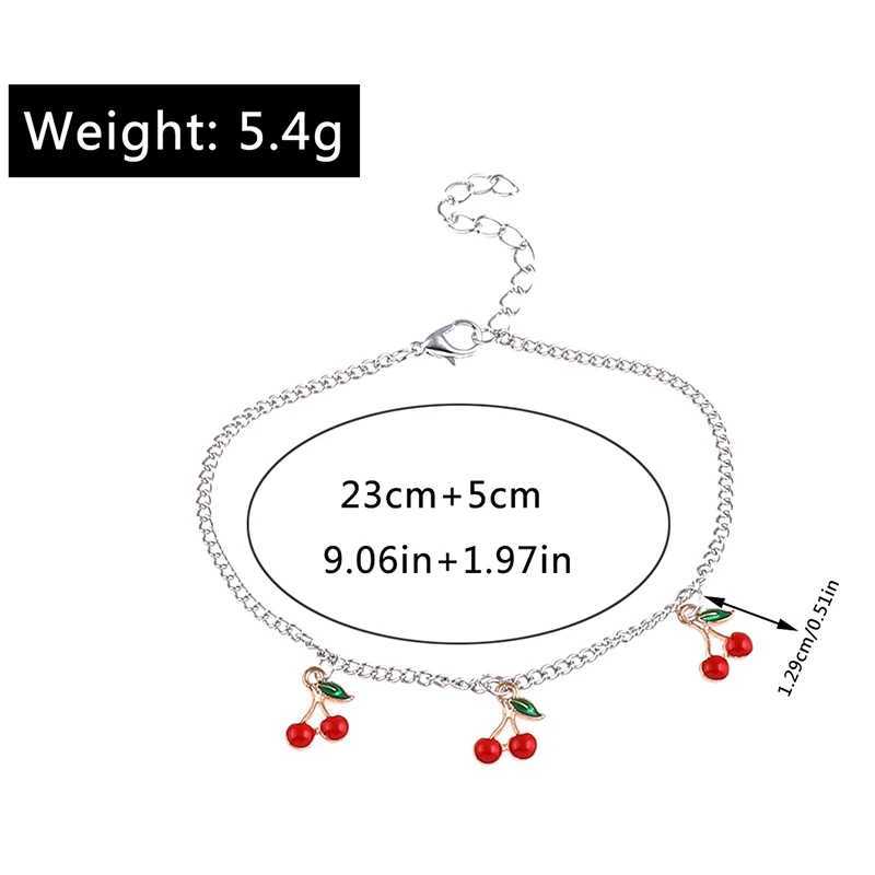 Fashion Charm Red Cherry Gold Chain Anklets for Women Silver Color Adjustable Bracelets Anklet Ankle Jewelry Party Gifts Y240920