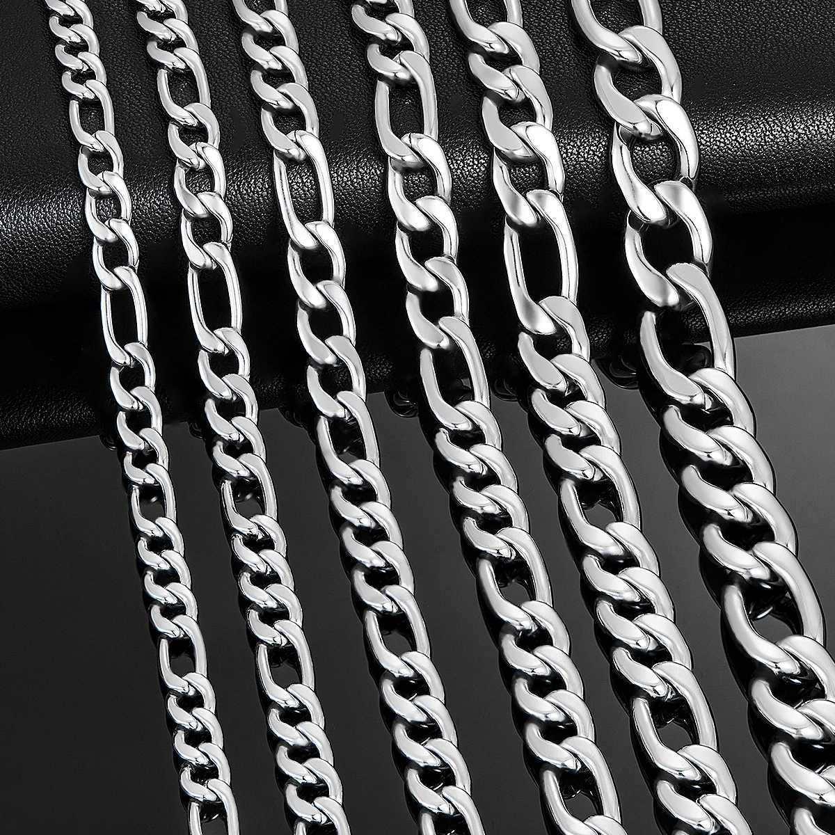 3mm-11.5mm Widt Stainless Steel Figaro Link Chain Classic Curb Necklace Sliver Color for Men Women Jewelry 14 to 40 InchesX240919