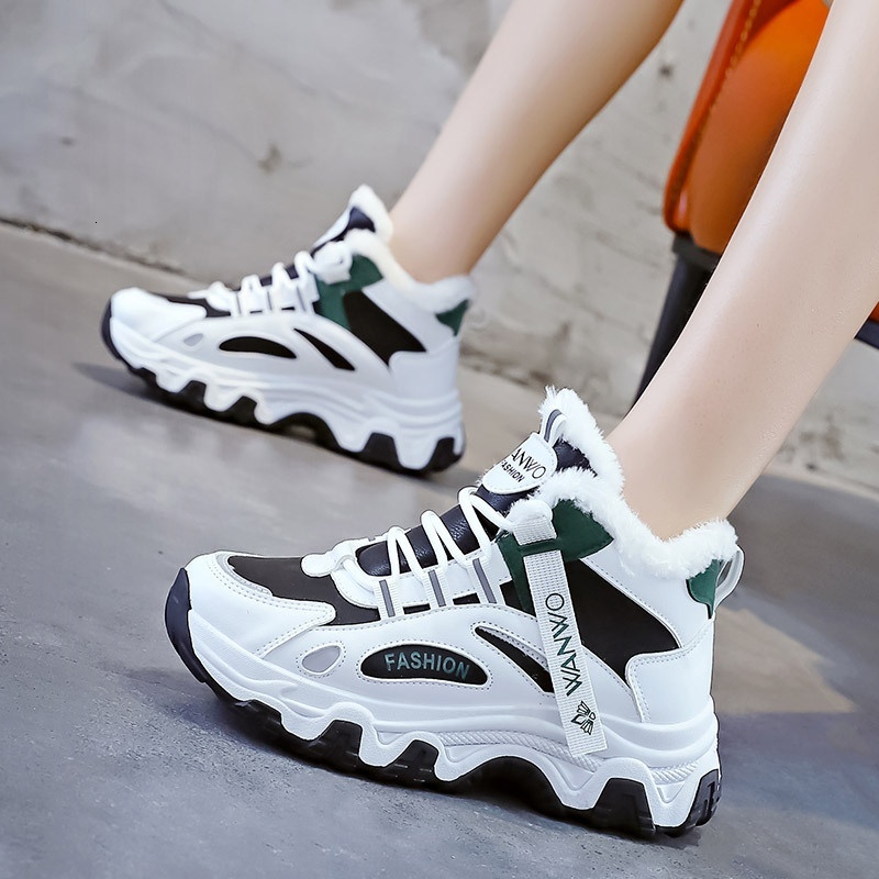 Velvet Warm Dad Winter High Top Sports Women's Cotton New Ins Trendy Shoes Student HX-Q7815