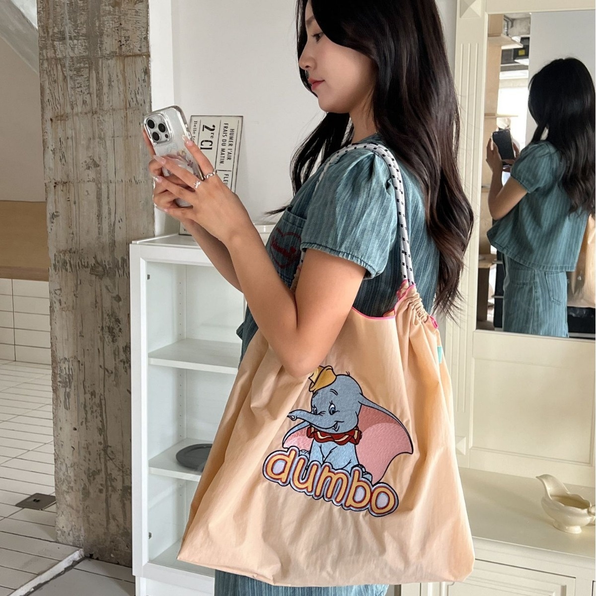 2024 Summer Women's Embroidered Shopping Tote Fashion Niche Large Capacity Handheld Shoulder Bag