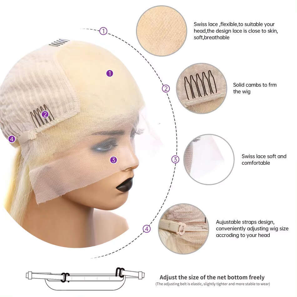 30 32 Inch Straight Blonde 613 Hd 13x6 Transparent Human Hair Wigs 13x4 Lace Frontal Colored Wig For Women
