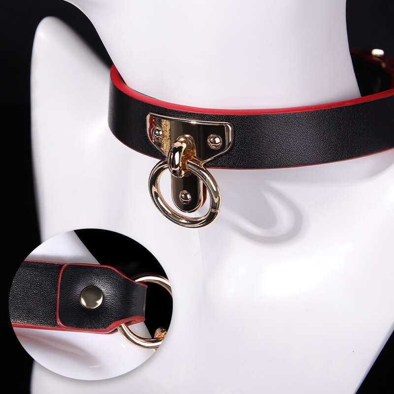 SM Sex Props 4-piece Set: Genuine Leather Traction Collar, Bell, Milk Clip, Silicone Mouth Plug, Alternative Sex Supplies, Hair Replacement