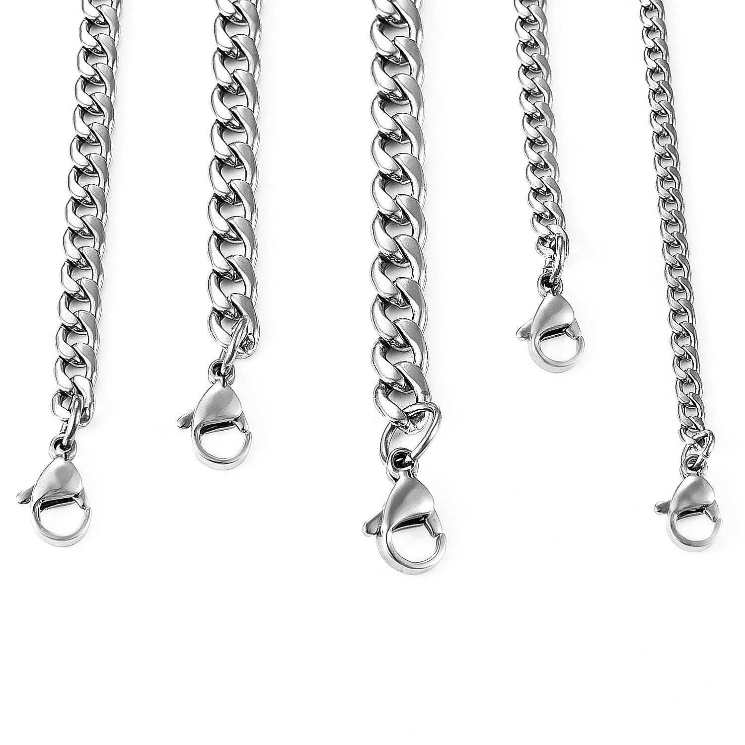 Mens Necklace Round Cuban Link Chain on Neck Stainless Steel Silver Color Punk Boy Women Choker Jewelry Accessories GiftsX240919