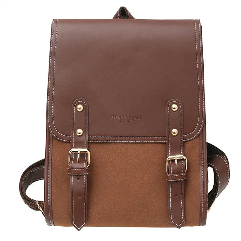 College style retro fashion JK student PU school travel womens backpack fully matched simple large capacity brown uniform school bag 240918