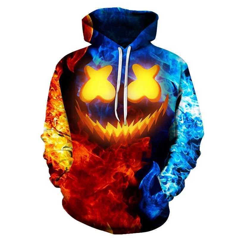 Halloween Fashion Devil Smiling Face 3D Printed Hoodie Sweatshirt Mens and Womens Terror Casual Fun Pullover Hip Hop Hoodies Y240920