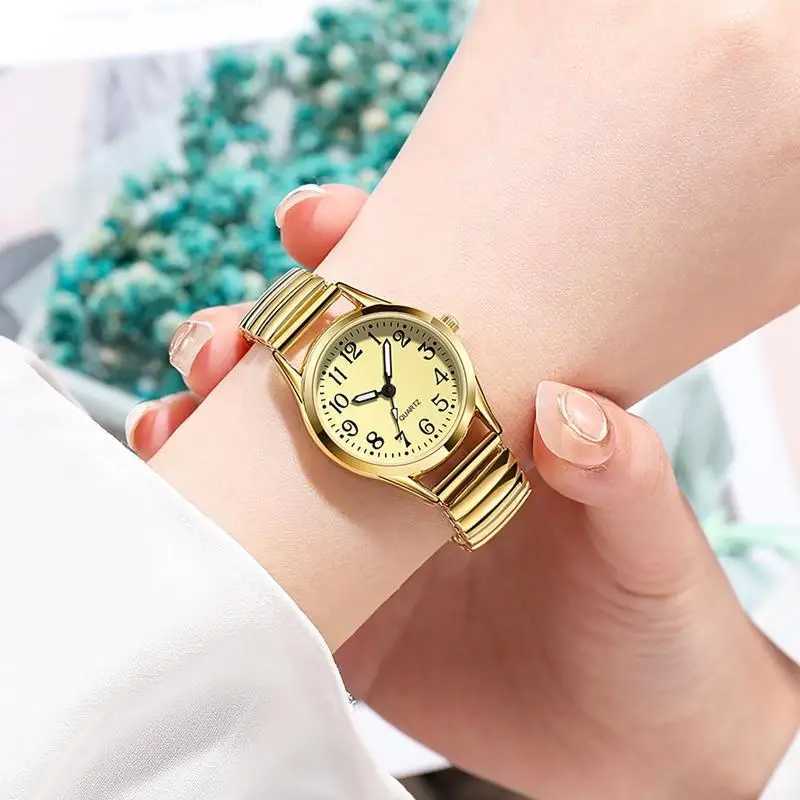 Classic style elastic spring strap watch with large digital quartz watch for men and women Father Mothers day gift watchX240920