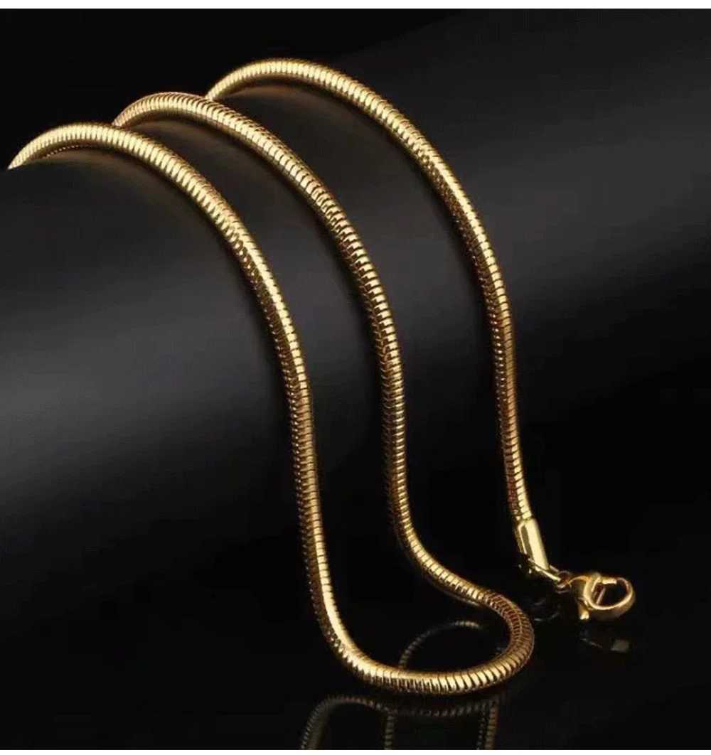45-70cm Stainless Steel Round Snake chain necklace Fashion Women Men Round Snake Chain for Pendant Necklace Bracelet JewelryX240919