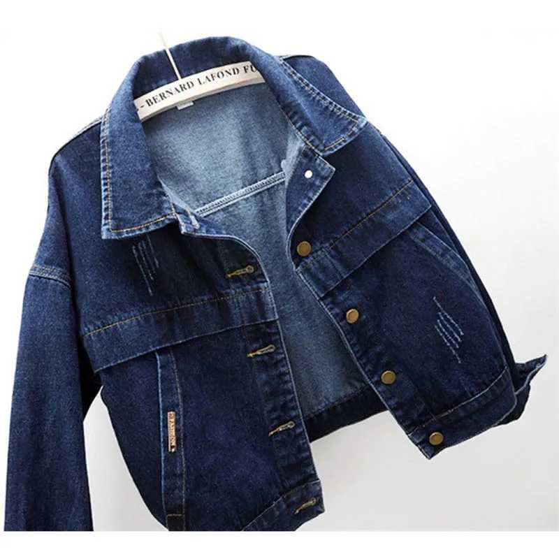 2024 New Vintage Women Jacket Autumn Denim Jackets Long Sleeve Blue Jeans Coat Turn-down Collar Outwear Bomber JacketX240920