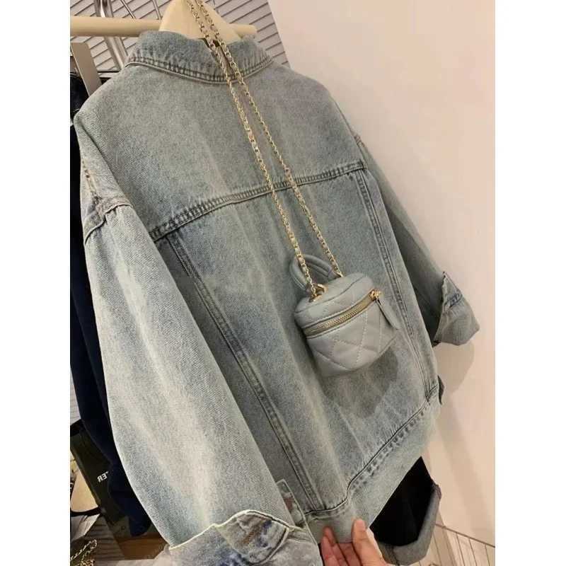 Hong Kong Style Vintage Casual Slimming Petite Denim Jacket For Women Spring Autumn Niche Cropped Top TrendyX240920