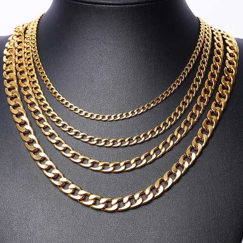 Modyle Mens Necklace Round Miami Cuban Link Chain Gold Silver Color Stainless Steel Necklace for Man Punk Boy Male Colar GiftsX240919