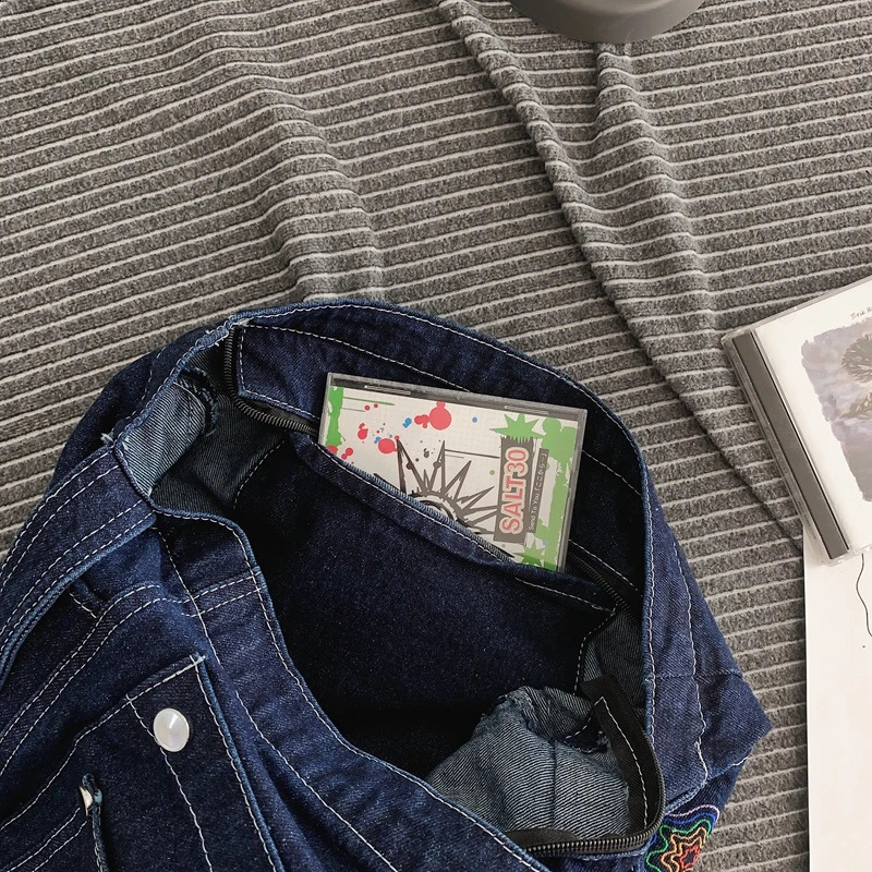 Denim shoulder bag canvas embroidered handbag fast womens large capacity casual or travel 240919