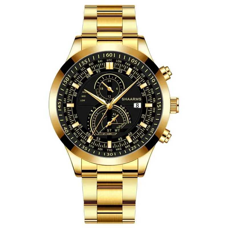 Mens Fashion Business Quartz Watch Fashion Fake Three Eye Six Pin Calendar Men Watch Stainless Steel Belt Men WatchesX240920